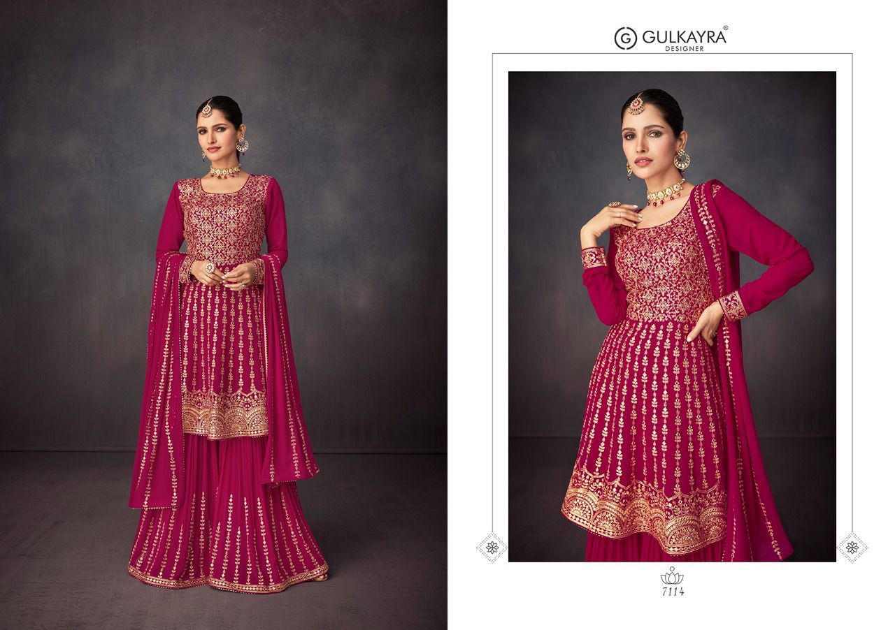 gulkayra designer ishika georgette festive look kurti dupatta with sarara catalog