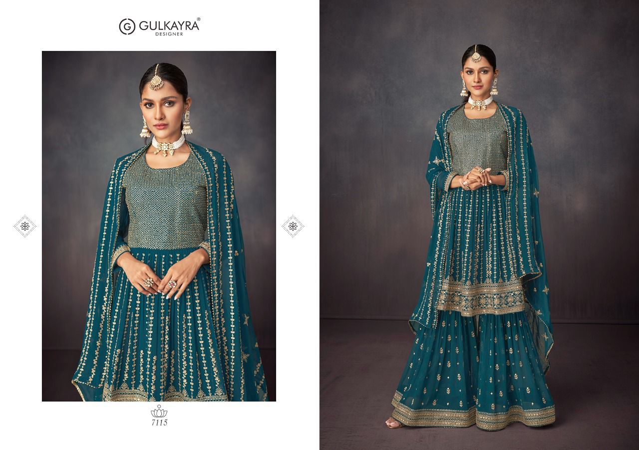 gulkayra designer ishika georgette festive look kurti dupatta with sarara catalog