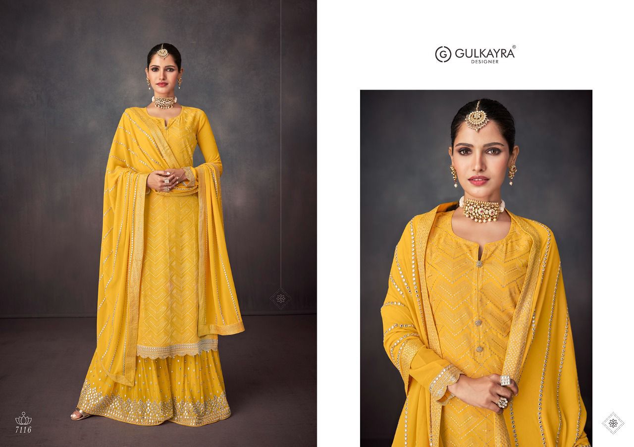 gulkayra designer ishika georgette festive look kurti dupatta with sarara catalog