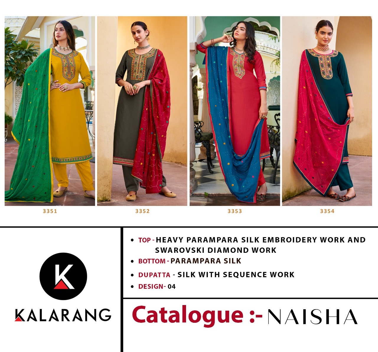 kalarang naisha parampara silk elegant look salwar suit catalog