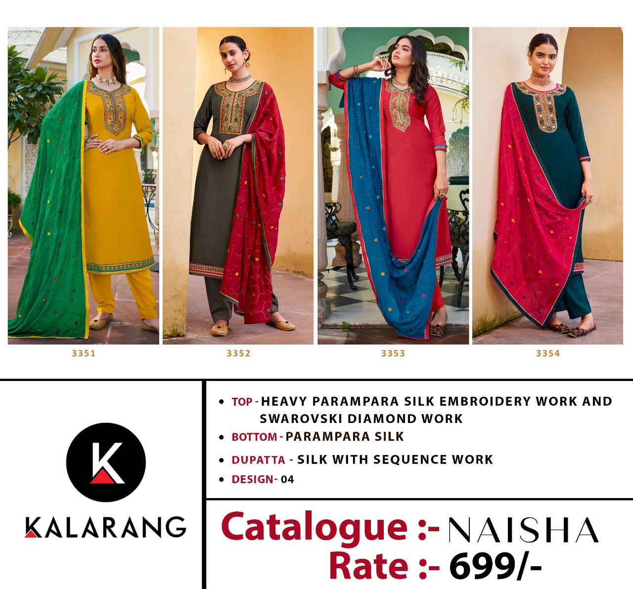 kalarang naisha parampara silk elegant look salwar suit catalog