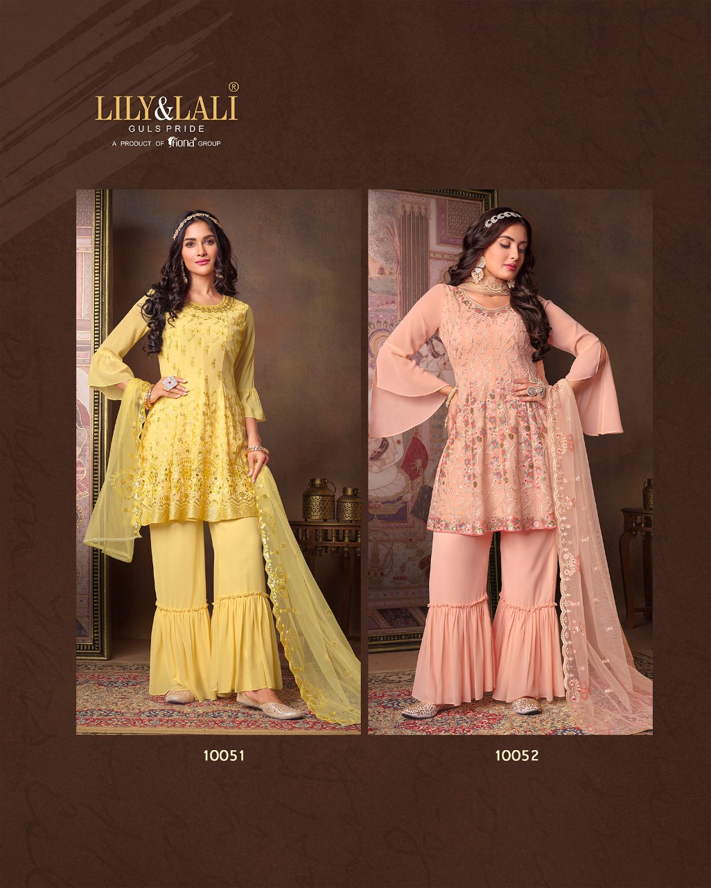 lily and lali arizona georgette new and modern style top with bottom and dupatta catalog