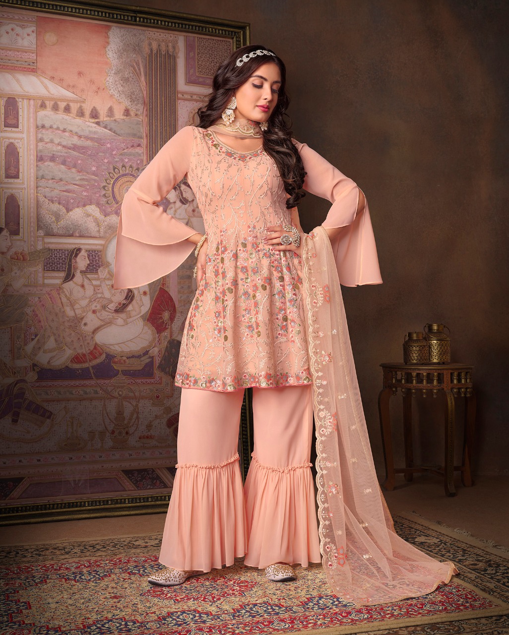 lily and lali arizona georgette new and modern style top with bottom and dupatta catalog