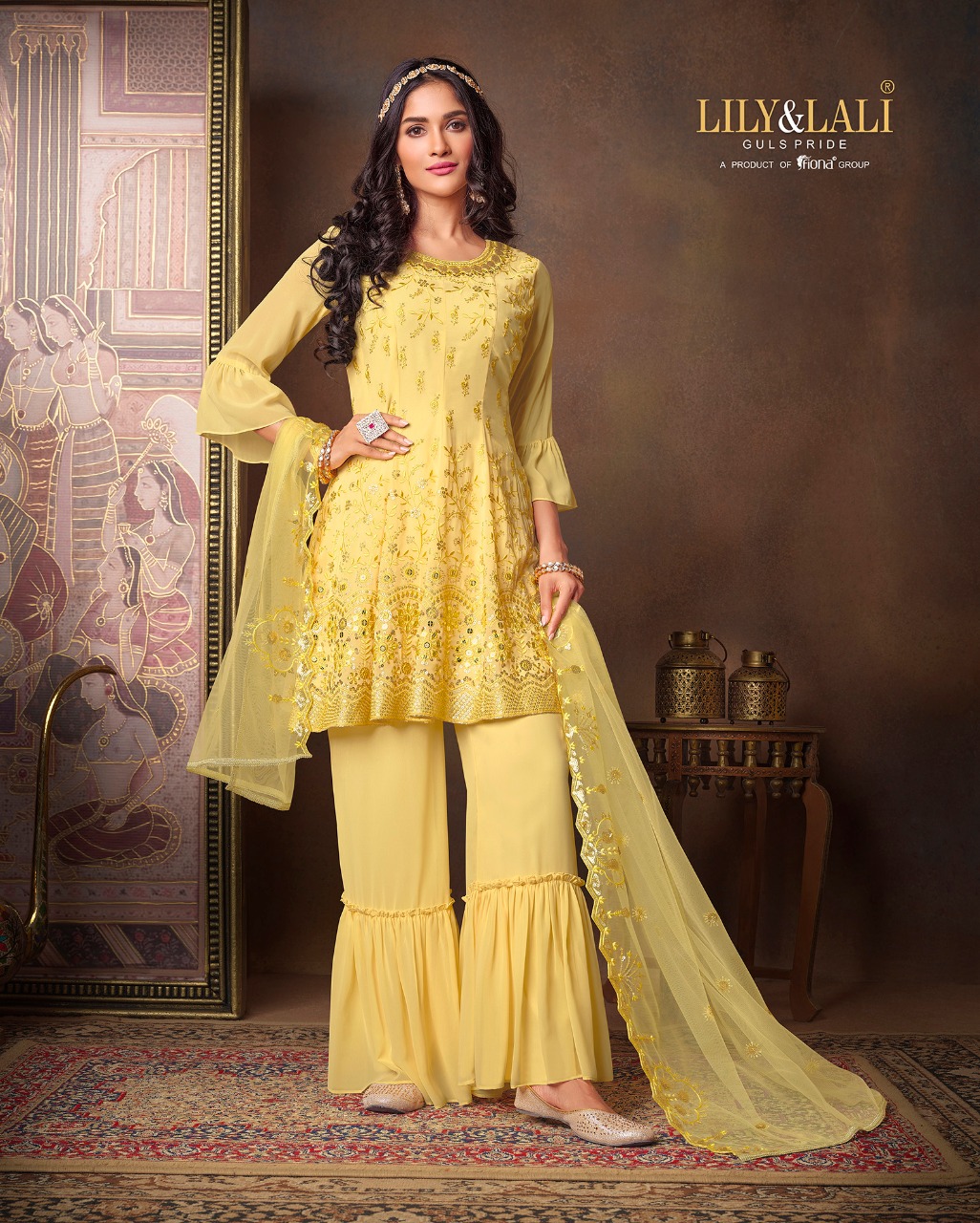 lily and lali arizona georgette new and modern style top with bottom and dupatta catalog