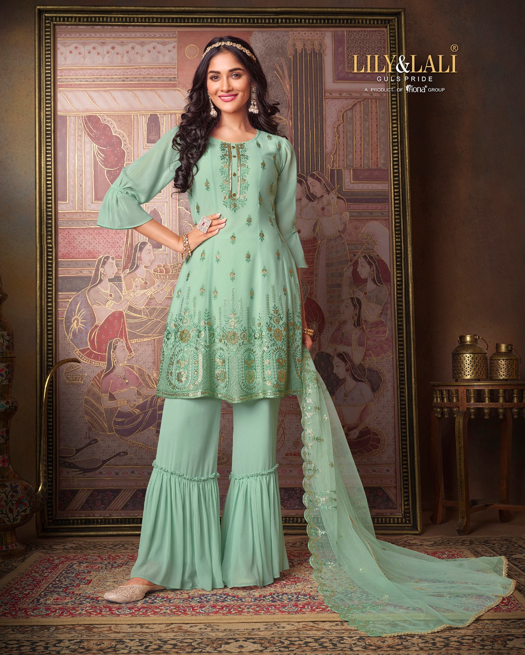 lily and lali arizona georgette new and modern style top with bottom and dupatta catalog