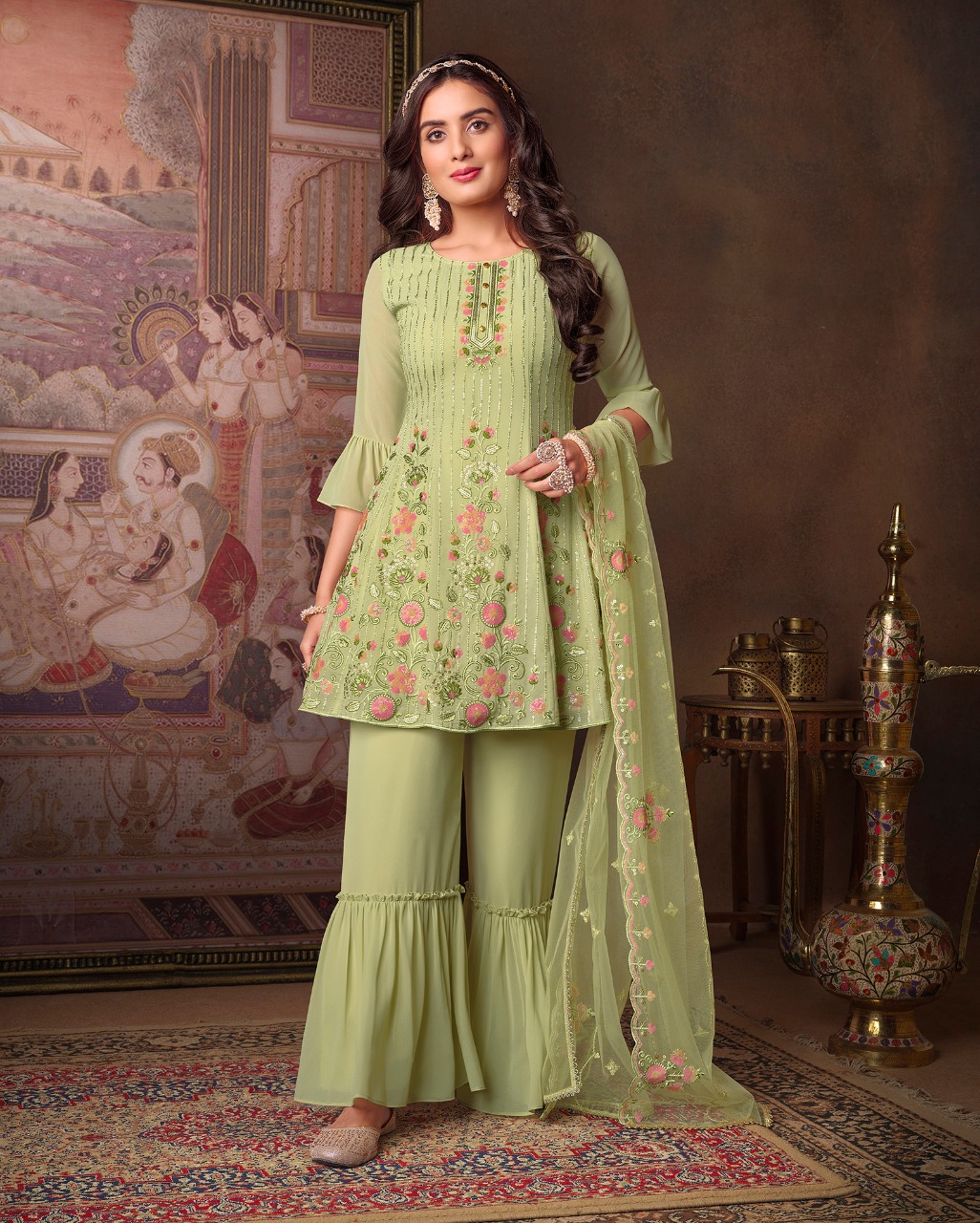 lily and lali arizona georgette new and modern style top with bottom and dupatta catalog