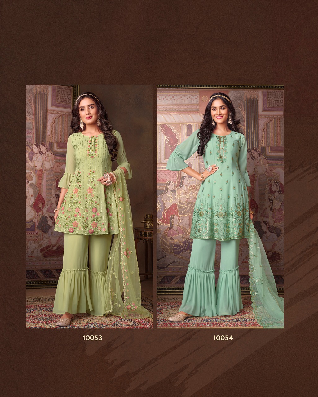 lily and lali arizona georgette new and modern style top with bottom and dupatta catalog