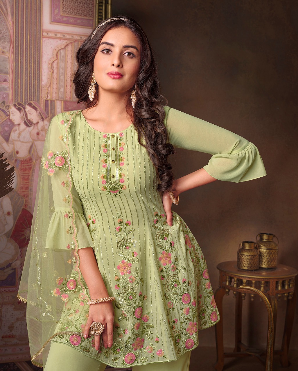 lily and lali arizona georgette new and modern style top with bottom and dupatta catalog