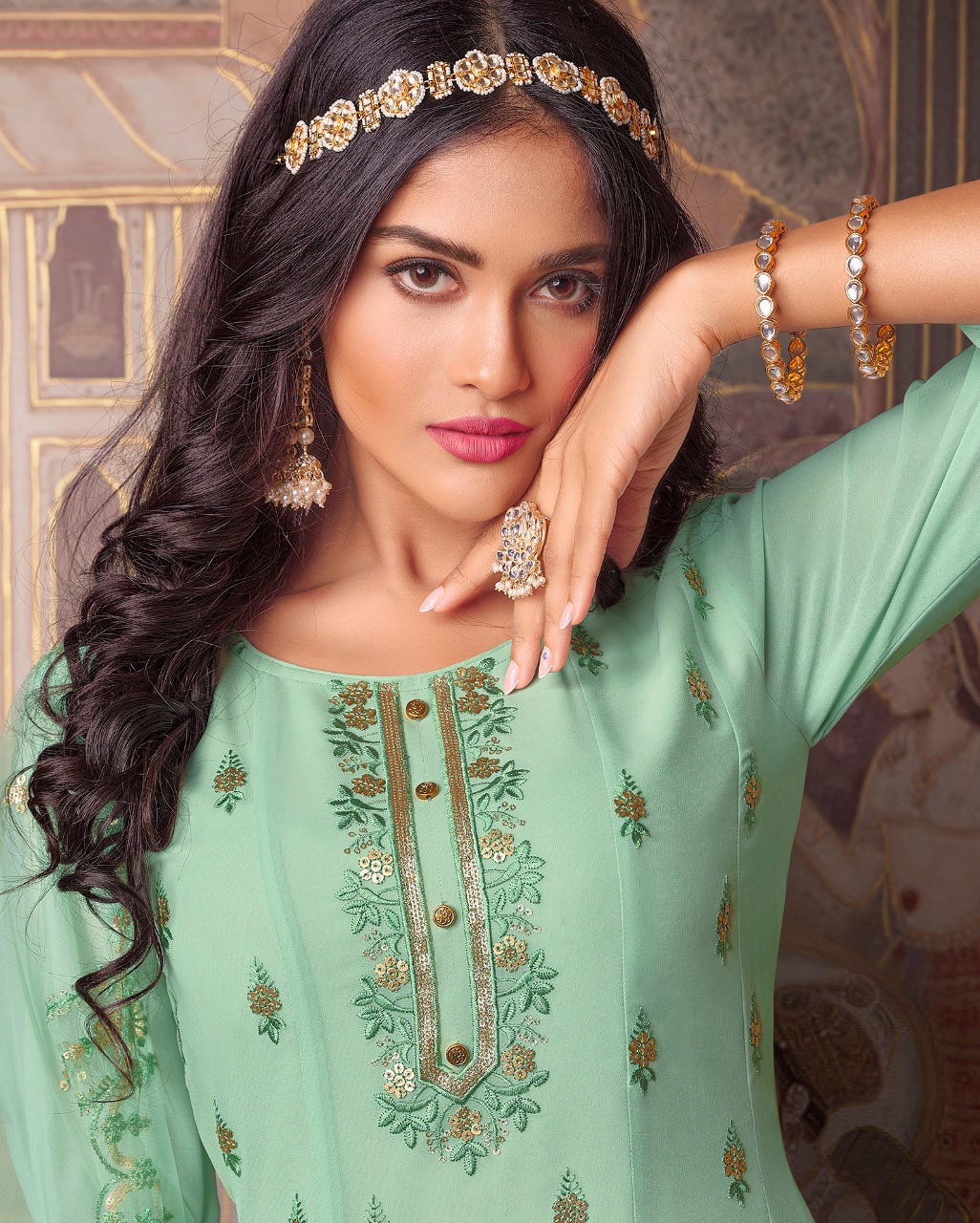 lily and lali arizona georgette new and modern style top with bottom and dupatta catalog