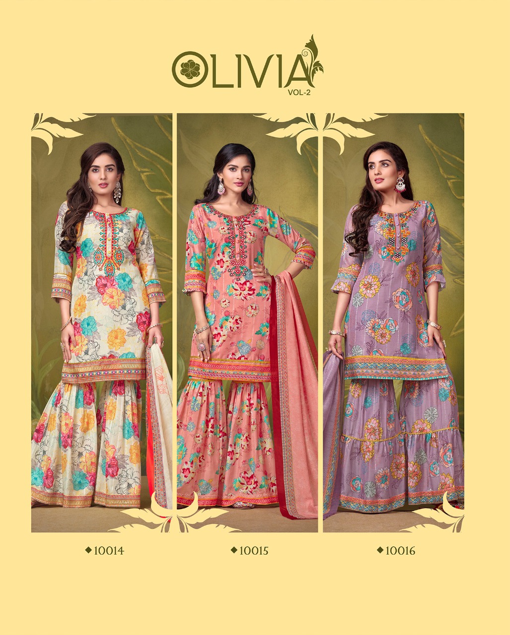 lily and lali elegant prints muslin elegant look top with Gharara dupatta catalog