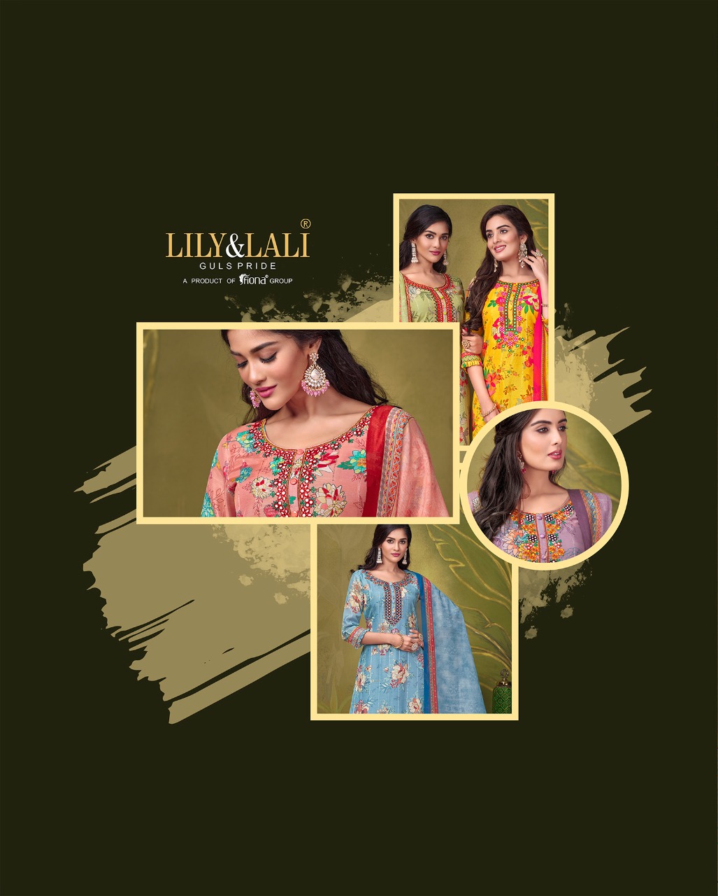 lily and lali elegant prints muslin elegant look top with Gharara dupatta catalog