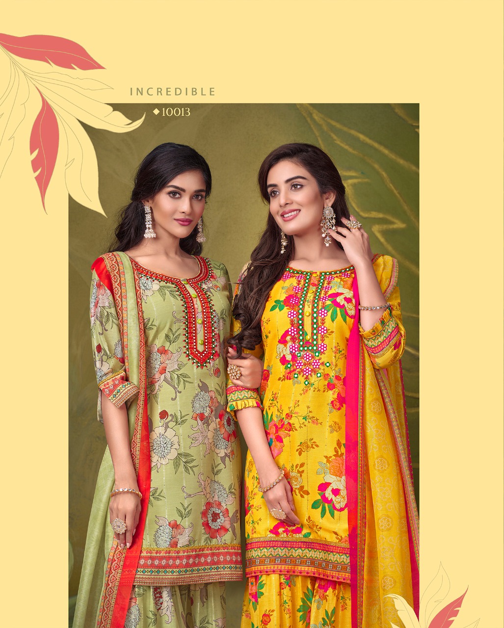 lily and lali elegant prints muslin elegant look top with Gharara dupatta catalog