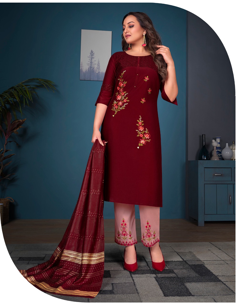 lily and lali fairy tale bemberg silk regal look top bottom with dupatta catalog