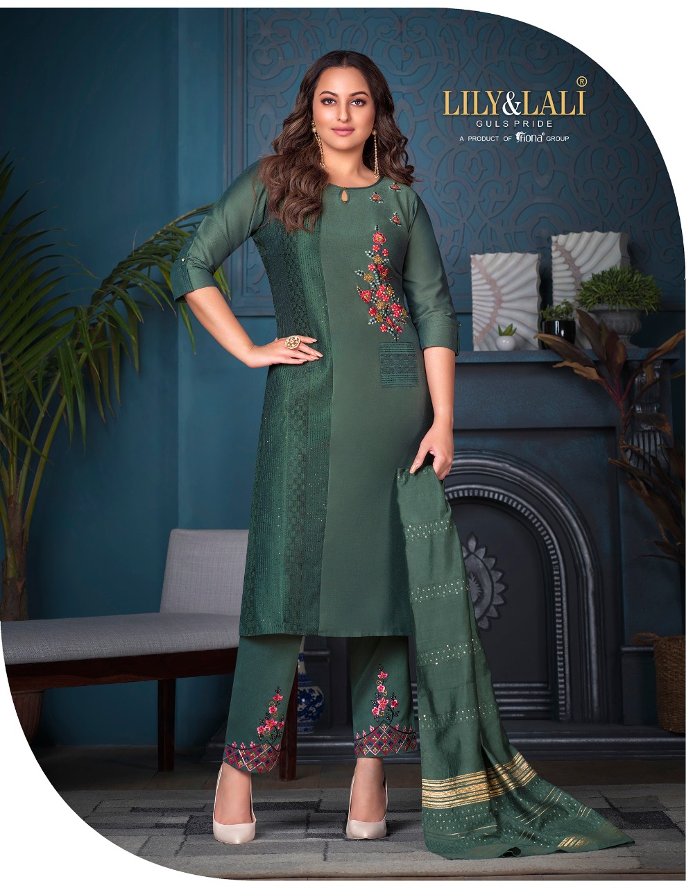 lily and lali fairy tale bemberg silk regal look top bottom with dupatta catalog