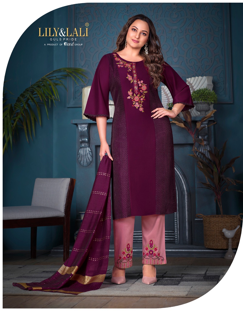 lily and lali fairy tale bemberg silk regal look top bottom with dupatta catalog