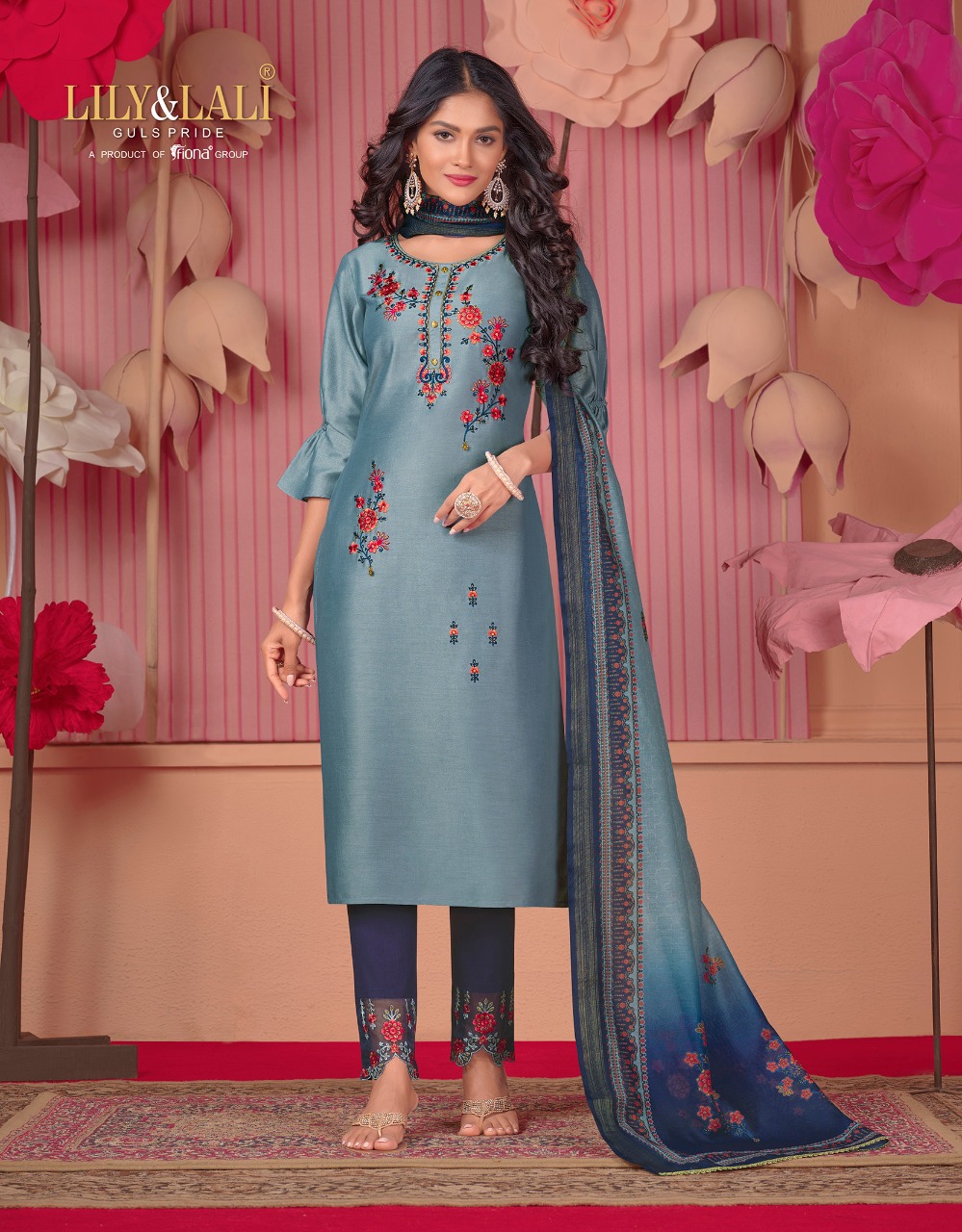 lily and lali monalisa 5 Bemberg Silk new and modern style top with bottom and dupatta catalog