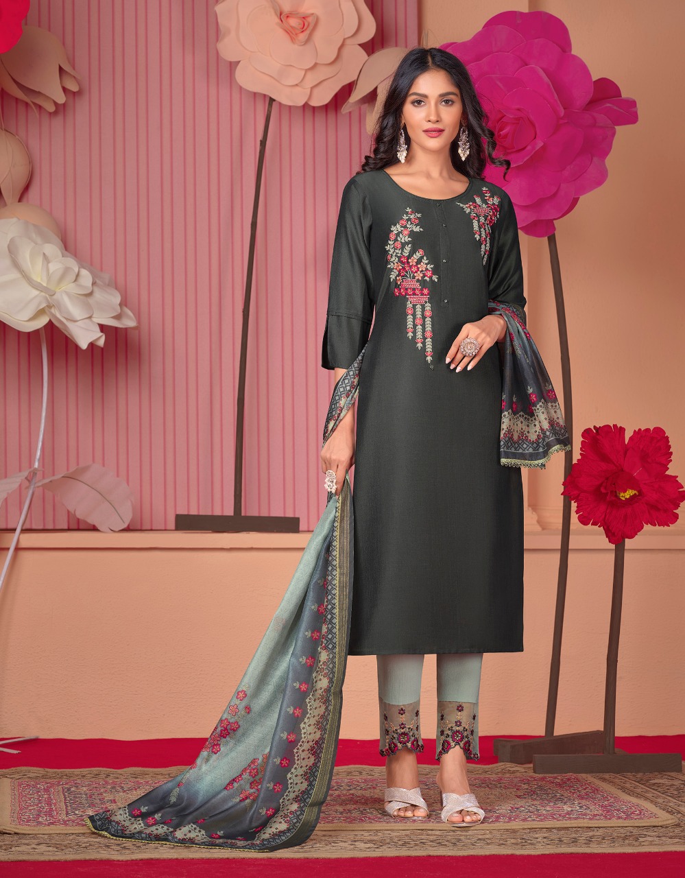 lily and lali monalisa 5 Bemberg Silk new and modern style top with bottom and dupatta catalog