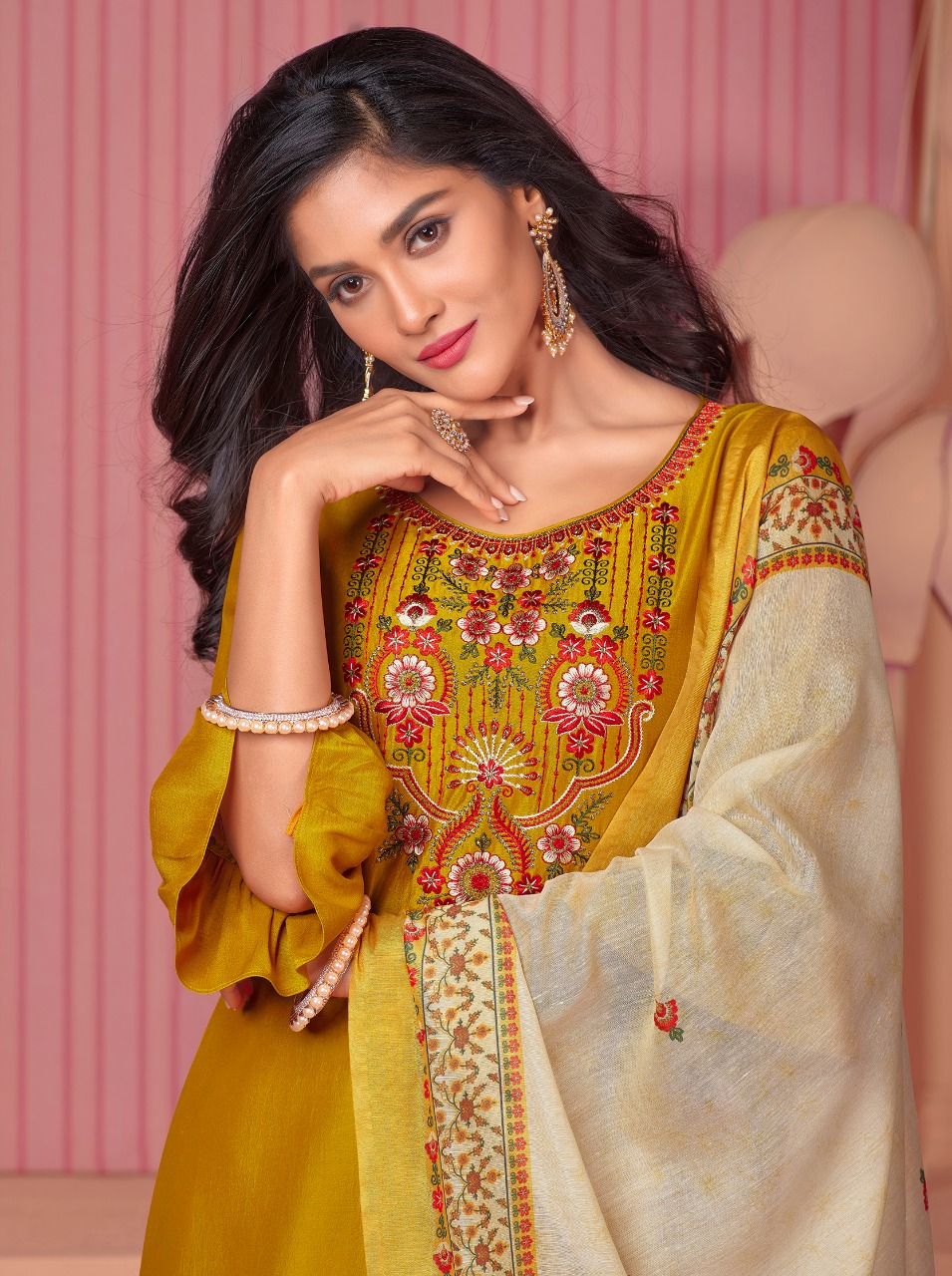 lily and lali monalisa 5 Bemberg Silk new and modern style top with bottom and dupatta catalog