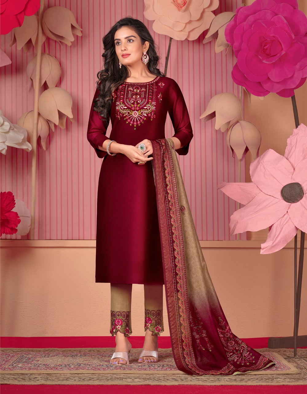 lily and lali monalisa 5 Bemberg Silk new and modern style top with bottom and dupatta catalog