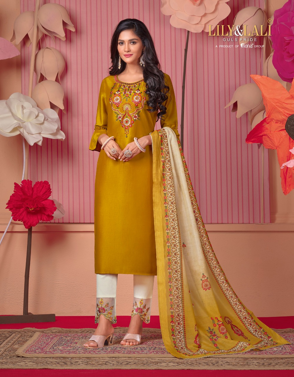 lily and lali monalisa 5 Bemberg Silk new and modern style top with bottom and dupatta catalog