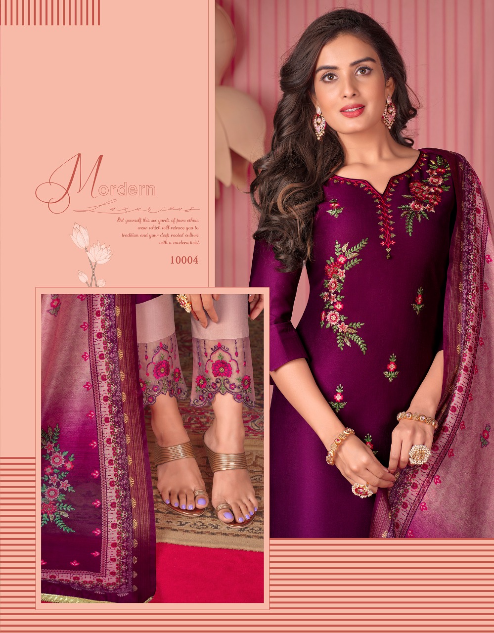 lily and lali monalisa 5 Bemberg Silk new and modern style top with bottom and dupatta catalog