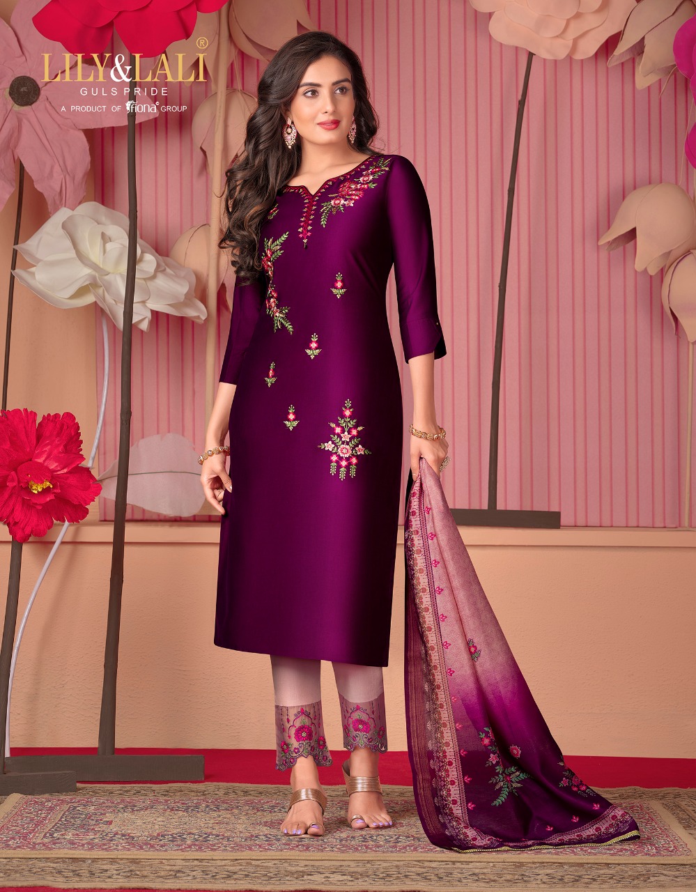 lily and lali monalisa 5 Bemberg Silk new and modern style top with bottom and dupatta catalog