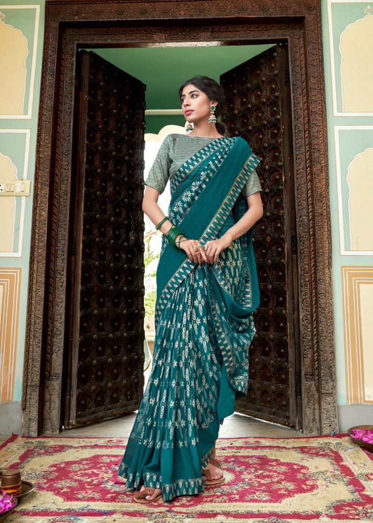 lt kashvi creation roopkala georgette decent print saree catalog