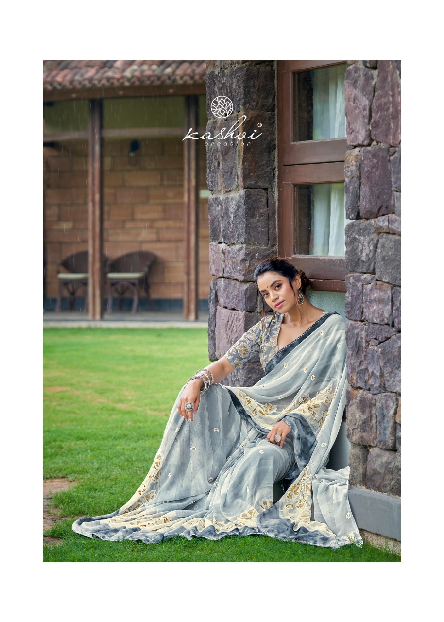 lt keshvi creation gulnaaz georgette astonishing saree catalog