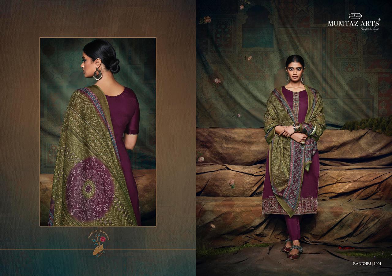 mumtaz art Bandhej Pure Jam satin exclusive print salwar suit catalog