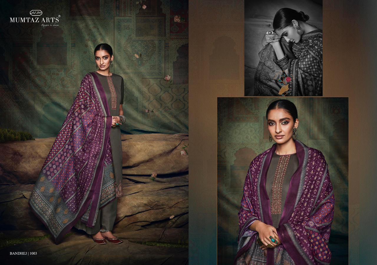 mumtaz art Bandhej Pure Jam satin exclusive print salwar suit catalog