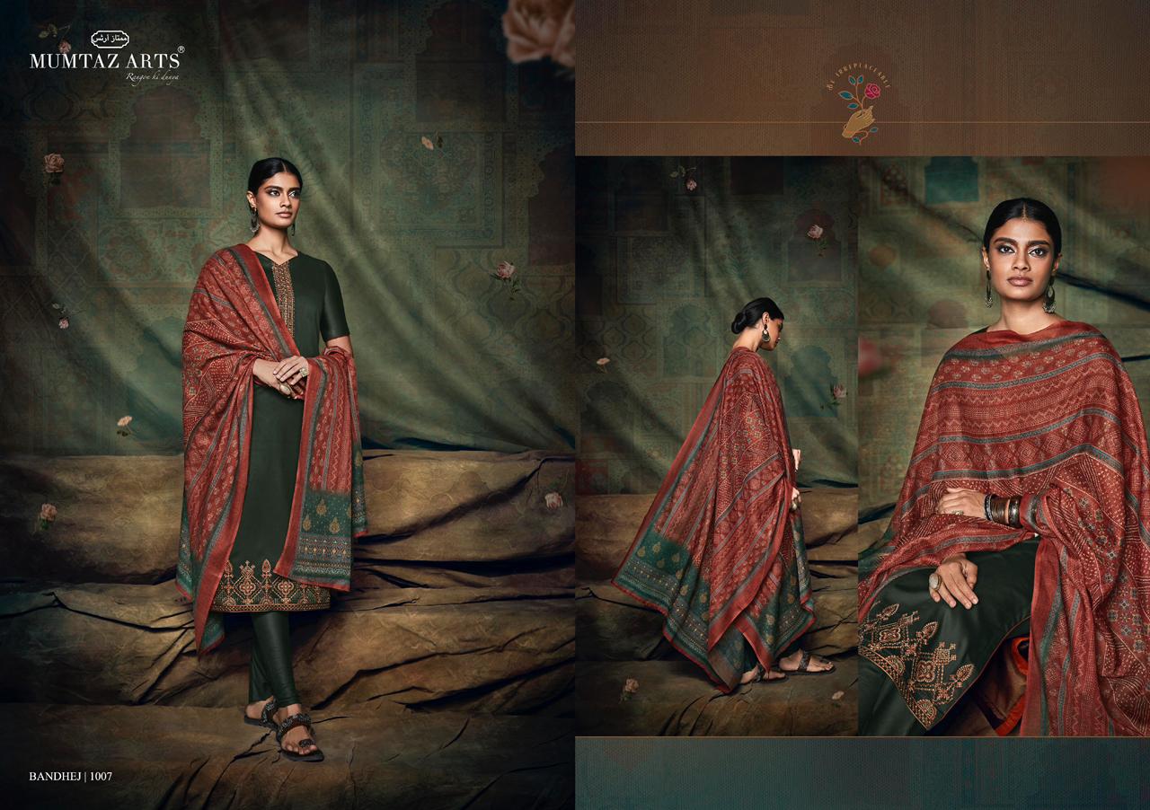 mumtaz art Bandhej Pure Jam satin exclusive print salwar suit catalog