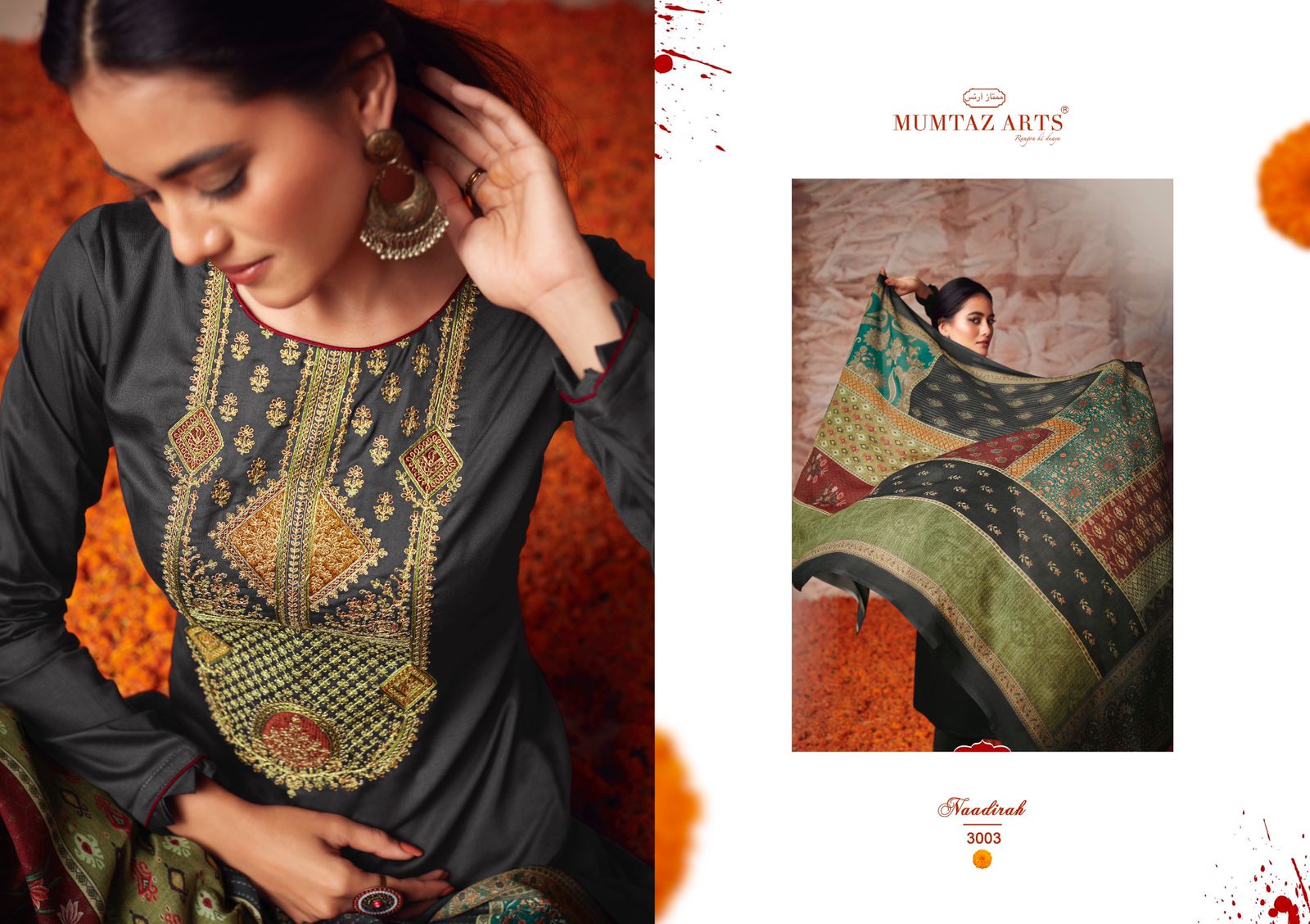 mumtaz art naadirah vol 2 satin innovative style salwar suit catalog