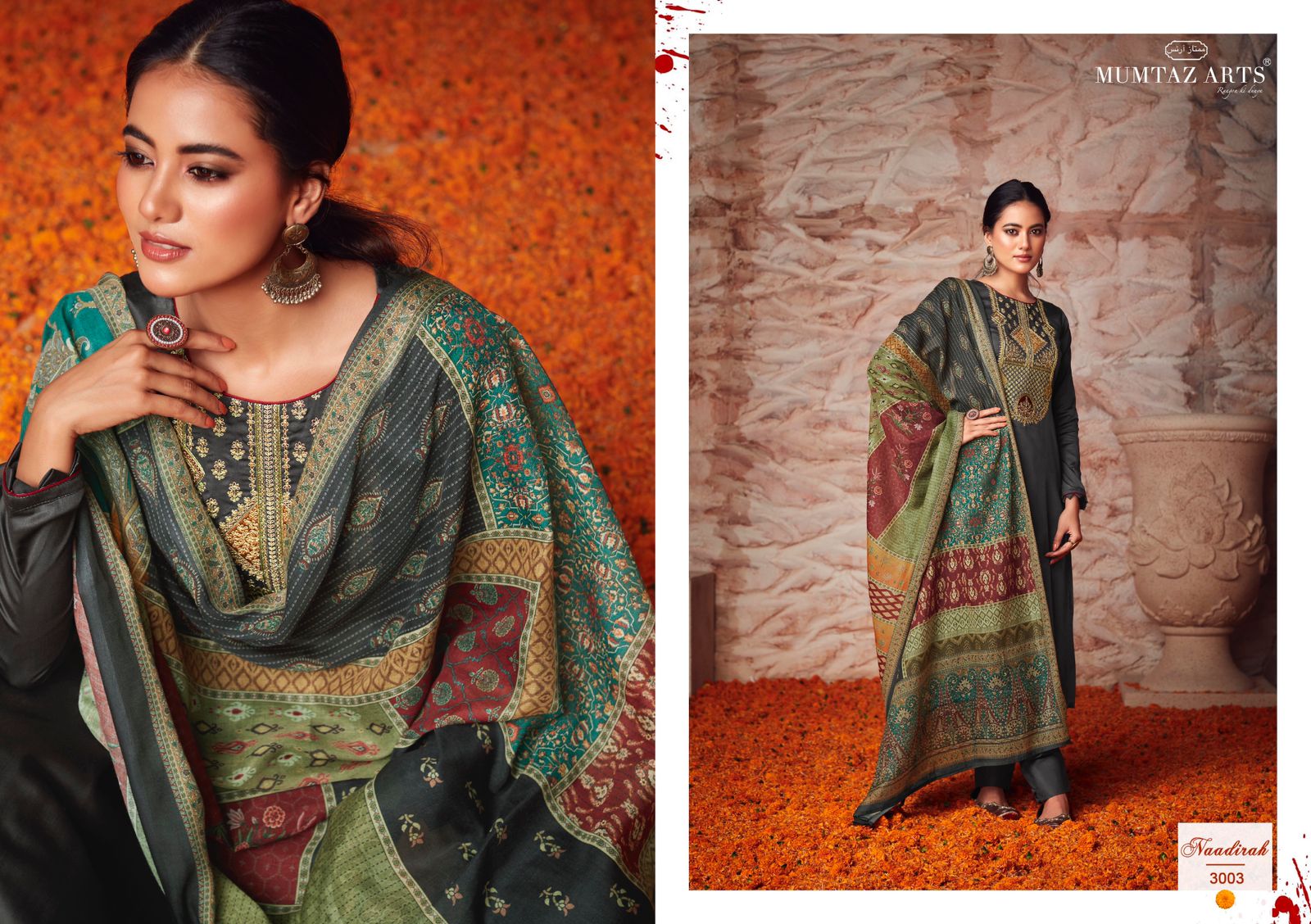 mumtaz art naadirah vol 2 satin innovative style salwar suit catalog