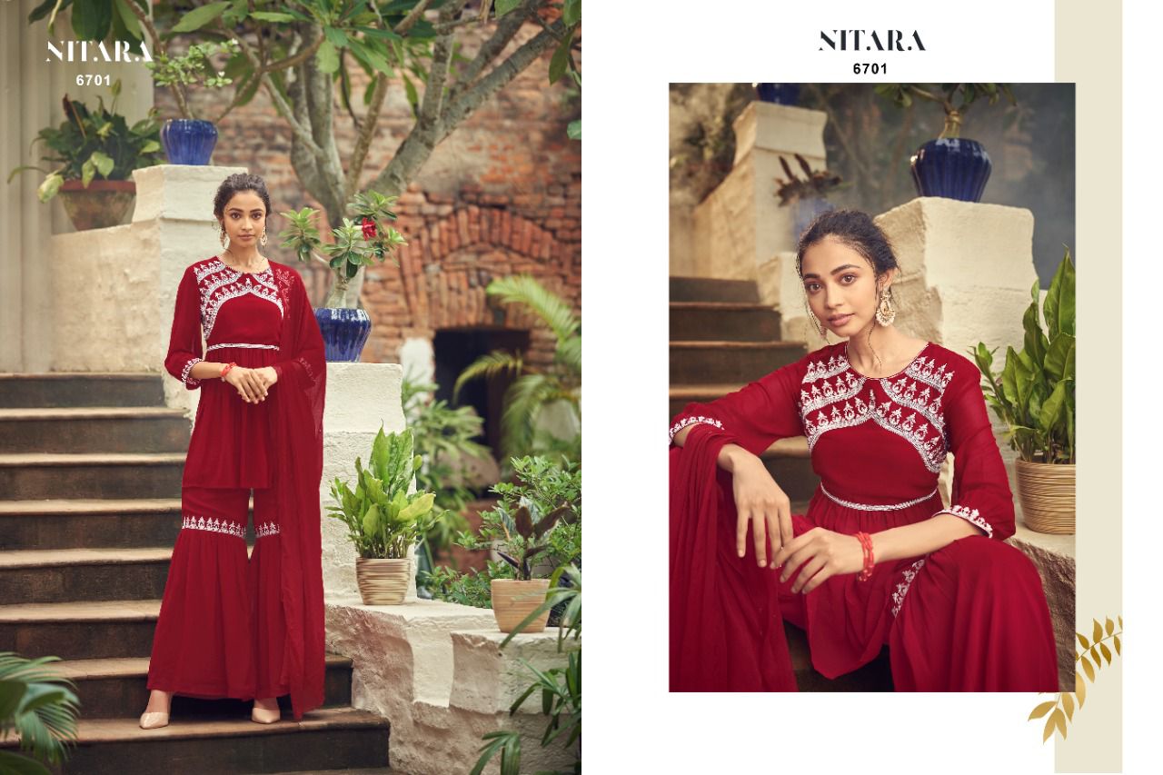 nitara ghazal 2  georgette new and modern style top bottom with dupatta catalog