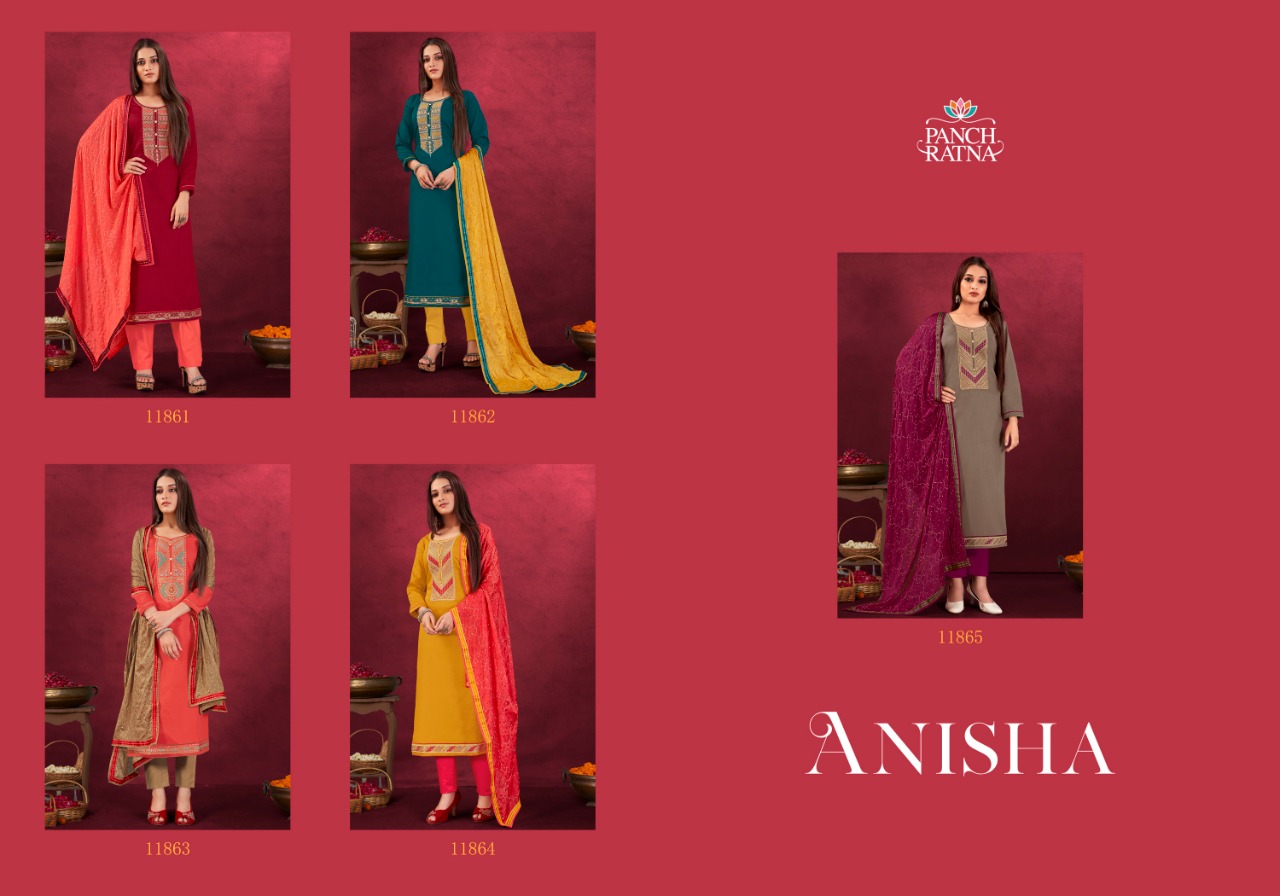 panch ratna anisha jam silk gorgeous look salwar suit catalog