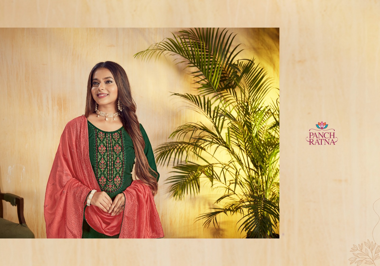 panch ratna nariti parampara silk gorgeous look salwar suit catalog