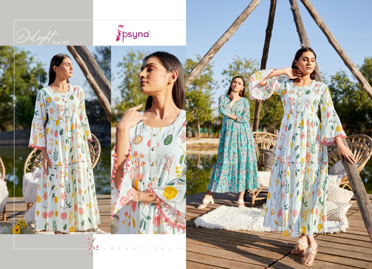 psyna delight cotton new and modern digital style kurti catalog