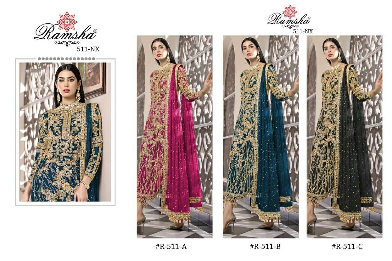 ramsha ramsha r 511 nx net embroidery astonishing look salwar suit catalog