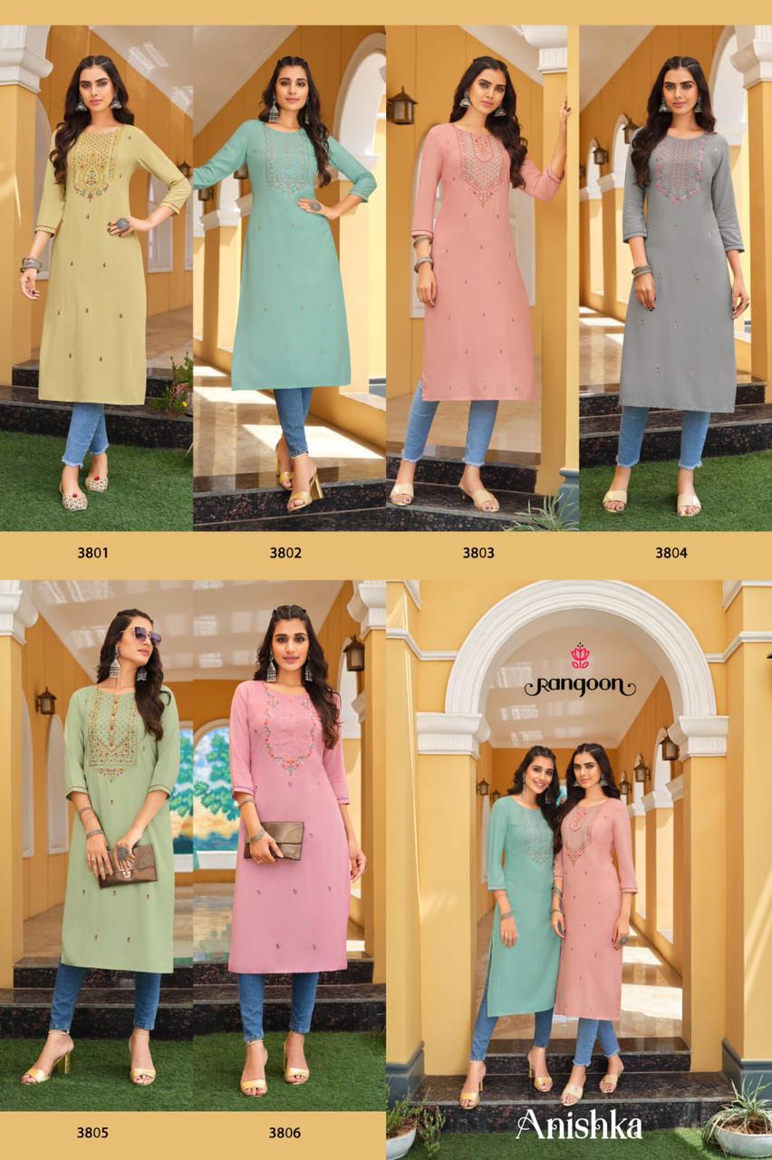 rangoon anishka rayon elegant kurti catalog