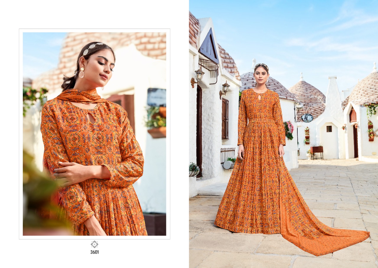 rangoon passionate heavy chinnon gorgeous look kurti with dupatta catalog