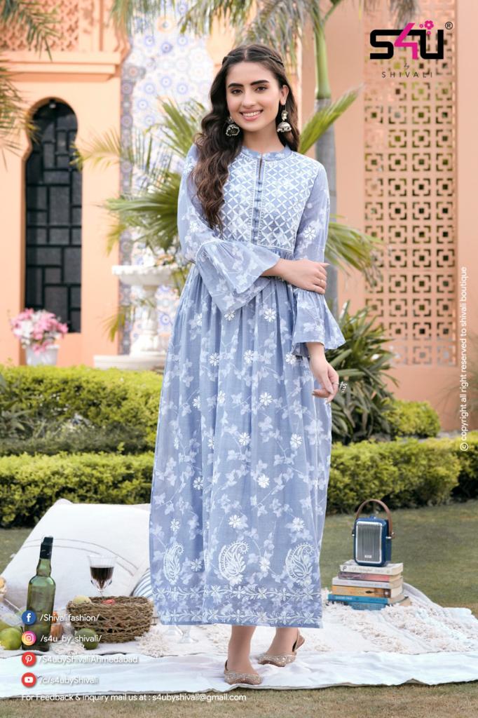 s4u luckhnowi viscose elegant kurti catalog