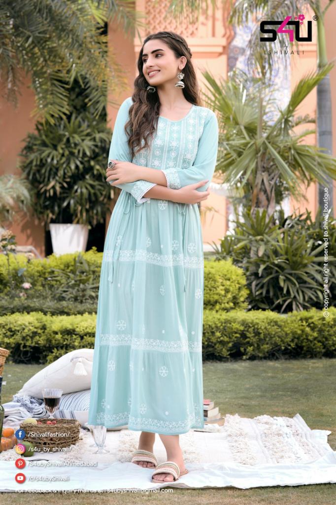 s4u luckhnowi viscose elegant kurti catalog