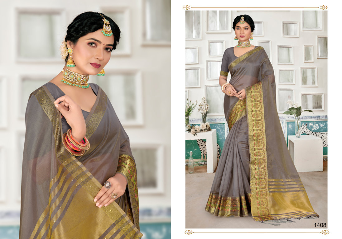 sangam print jhankar organza regal look saree catalog