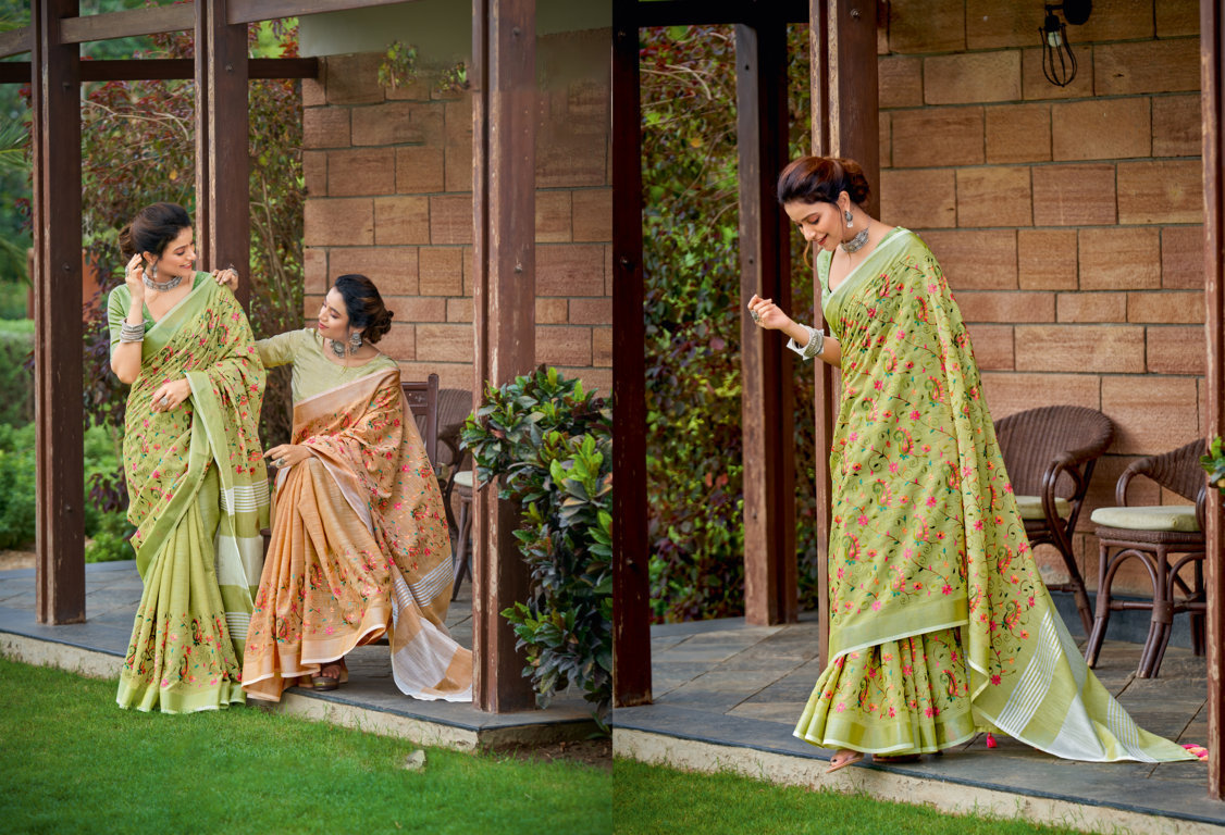 sangam print kashmira style linen innovative style saree catalog