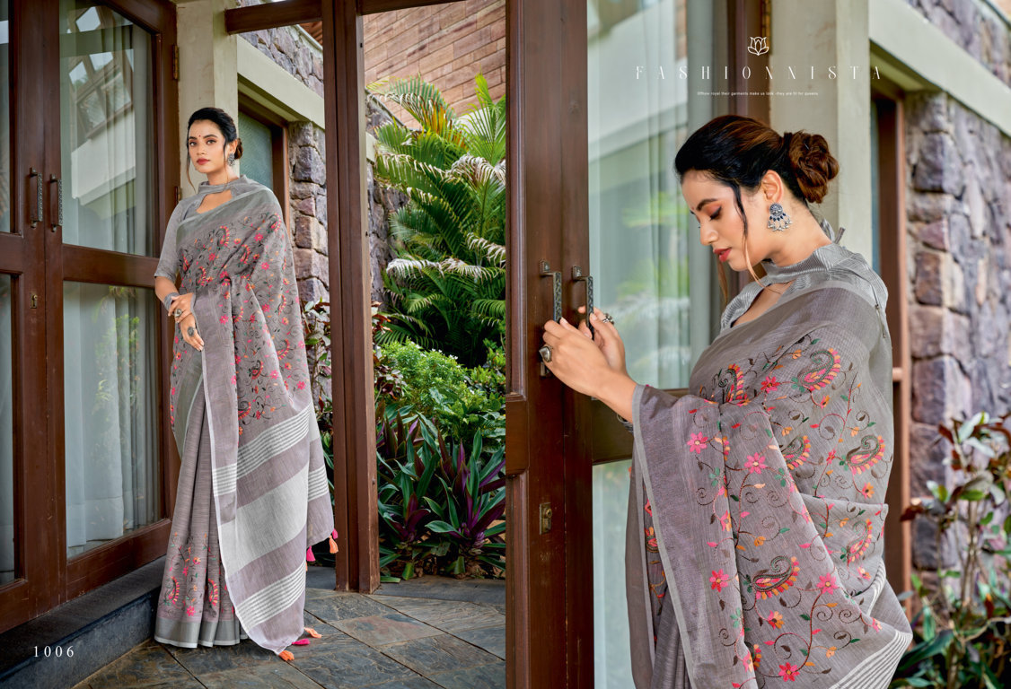 sangam print kashmira style linen innovative style saree catalog