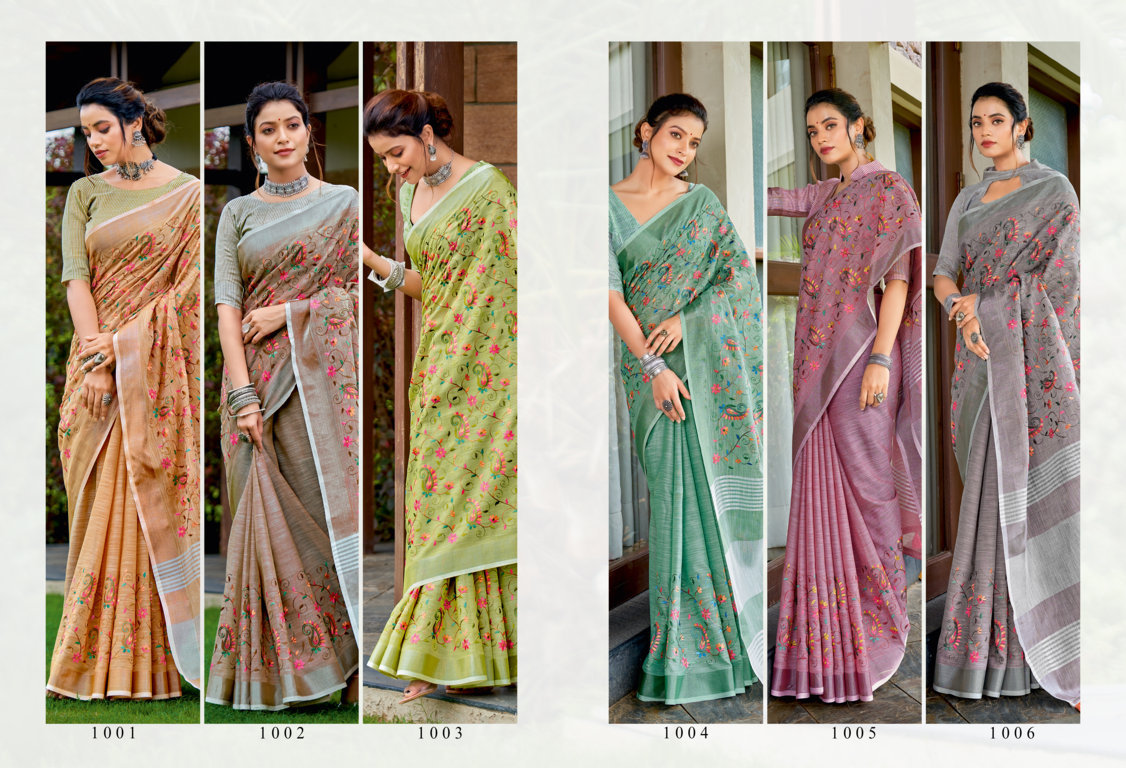 sangam print kashmira style linen innovative style saree catalog