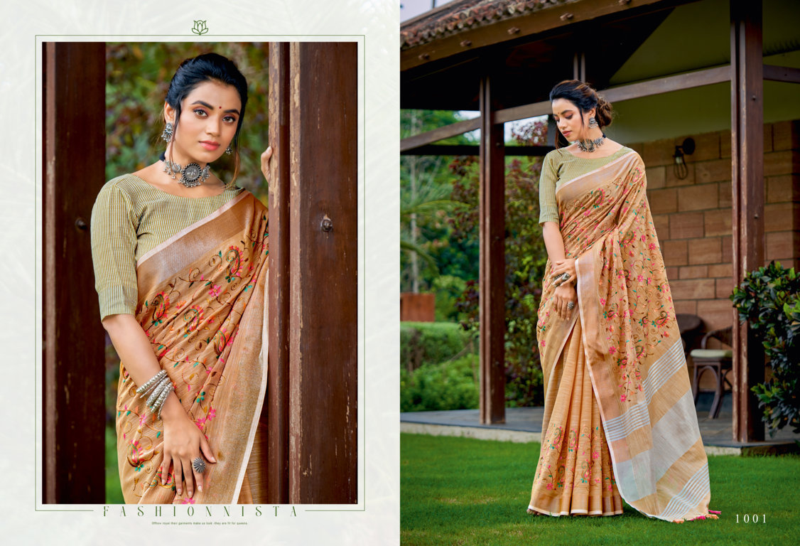 sangam print kashmira style linen innovative style saree catalog