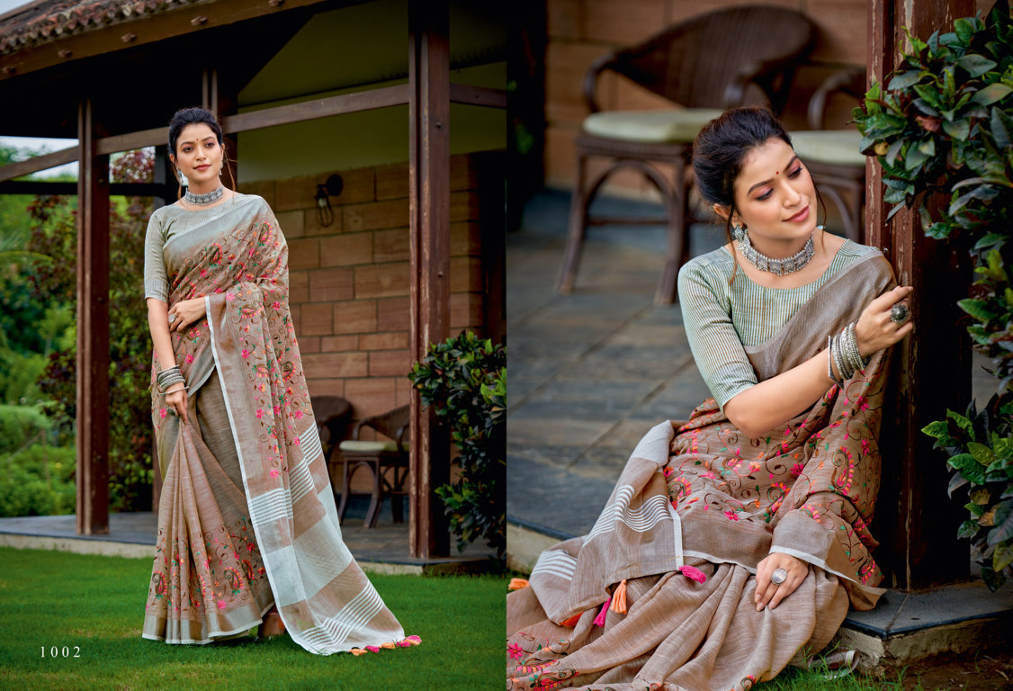 sangam print kashmira style linen innovative style saree catalog