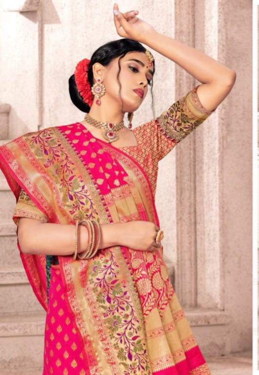 sangam print mandakini silk silk gorgeous look saree catalog