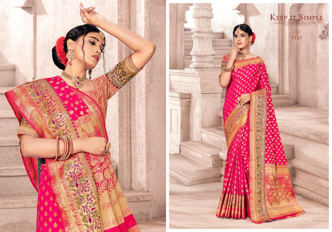 sangam print mandakini silk silk gorgeous look saree catalog